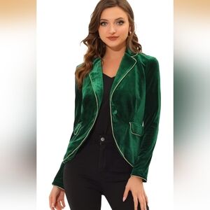 Allegra K Women's Green Velvet Blazer